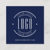 Modern navy blue simple add your logo スクエア名刺 (正面)