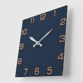 Modern Navy Blue Square Minimalist Rose Gold スクエア壁時計 (傾斜)