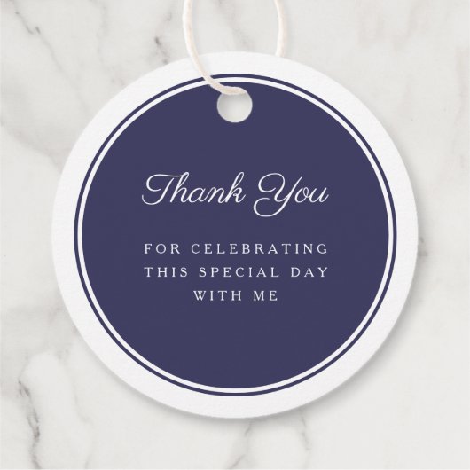 Modern Navy Blue Thank You Boy First Communion フェイバータグ (裏面)