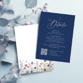 Modern Navy Blue Wedding QR Code Details ノートカード