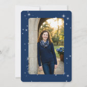 Modern Navy Blue & White Sparkle Graduation 案内状 (裏面)