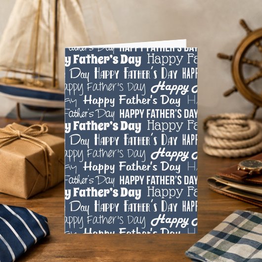 Modern Navy Blue White Typography Father’s Day カード