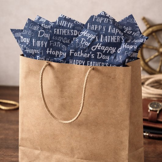 Modern Navy Blue White Typography Father’s Day 薄葉紙