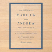 Modern Navy Border Wedding アクリル招待状 (正面)