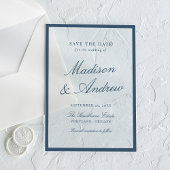 Modern Navy Border Wedding Save the Date アクリル招待状