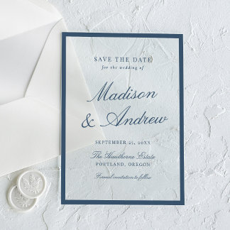 Modern Navy Border Wedding Save the Date アクリル招待状