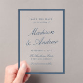 Modern Navy Border Wedding Save the Date アクリル招待状 (インサイチュ (ポータブル))