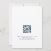 Modern Navy Burnt Orange Florals QR Code Wedding 招待状 (裏面)