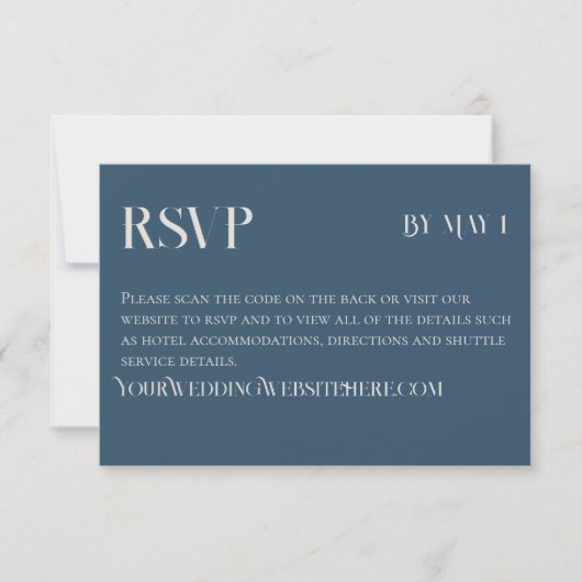 Modern Navy Classic Wedding RSVP with QR Code (正面)