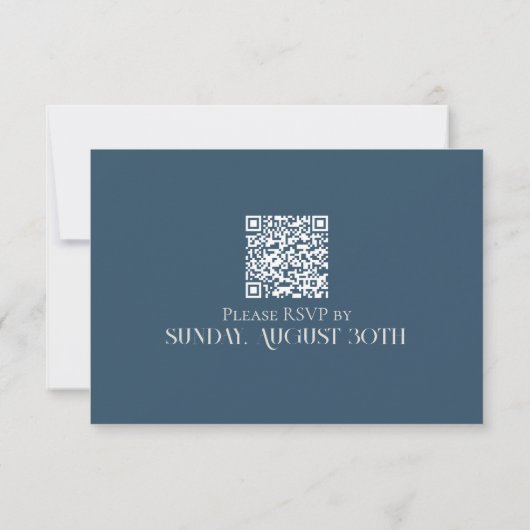 Modern Navy Classic Wedding RSVP with QR Code (裏面)