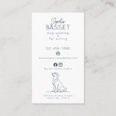 Modern Navy Dog Walking, Pet Sitting Minimalist 名刺 (裏面)