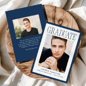 Modern Navy Frame 2 Photo Graduation 案内状