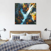 Modern Navy & Gold Abstract Mountain Peak – Luxury キャンバスプリント (インサイチュ (寝室))