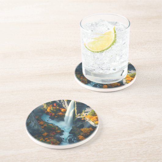 Modern Navy & Gold Abstract Mountain Peak – Luxury コースター (側面)