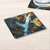 Modern Navy & Gold Abstract Mountain Peak – Luxury スクエアペーパーコースター (アングル)