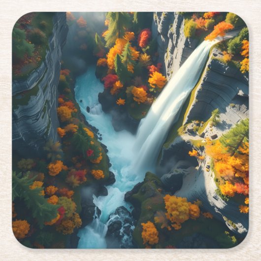 Modern Navy & Gold Abstract Mountain Peak – Luxury スクエアペーパーコースター (正面)