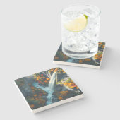 Modern Navy & Gold Abstract Mountain Peak – Luxury ストーンコースター (横)