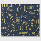 Modern Navy & Gold Christmas Script ラッピングペーパー (フラット)