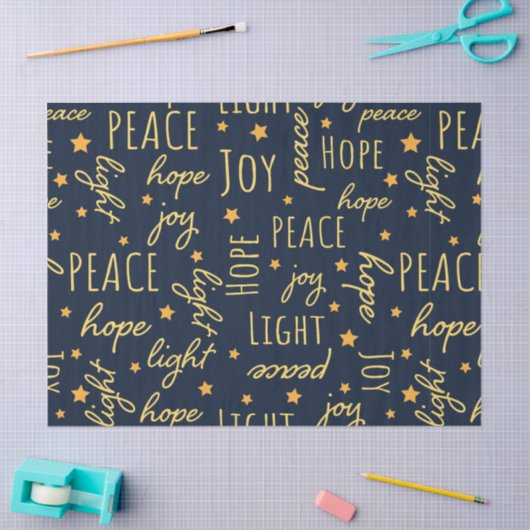 Modern Navy & Gold Christmas Script Decoupage 薄葉紙 (クラフト)