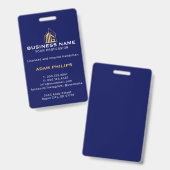 Modern Navy Gold Geometric Building バッジ (正面＆裏面)
