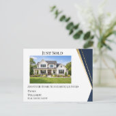 Modern Navy Gold Just Sold Real Estate Postcard ポストカード (スタンド正面)