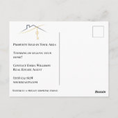 Modern Navy Gold Just Sold Real Estate Postcard ポストカード (裏面)