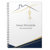 Modern Navy Gold Luxury Realtor Estate Agent ノートブック (正面)