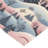 Modern Navy Pink Cream Christmas Trees Snowbanks テーブルクロス (アングル)