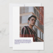 Modern Navy & Red Typography Grad Party Photo 招待状 (裏面)