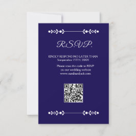 Modern Navy & White RSVP Card