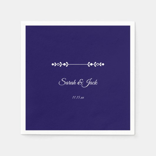  Modern Navy & White Wedding  スタンダードカクテルナプキン (正面)