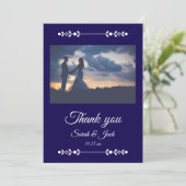 Modern Navy & White Wedding Flat Thank You Card サンキューカード (スタンド正面)