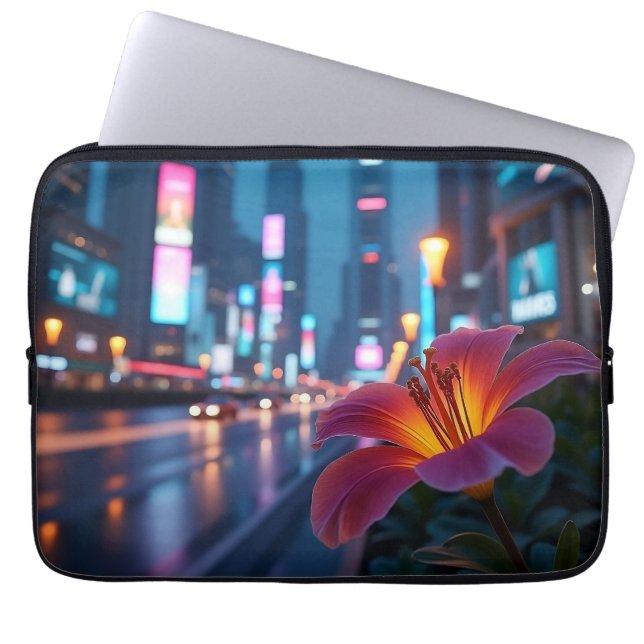 Modern Neon Bloom 13' ラップトップスリーブ (正面)