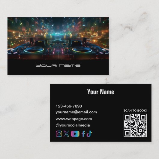 Modern neon DJ  Business Card 名刺 (正面/裏面)