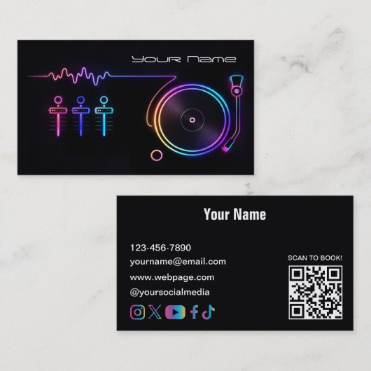 Modern Neon DJ  Business Card 名刺 (正面/裏面)