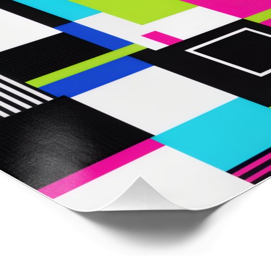 Modern Neon Glitch Geometric Art Poster ポスター (コーナー)