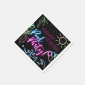 Modern Neon Glow Black Pool Party Birthday スタンダードカクテルナプキン (角)