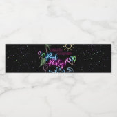 Modern Neon Glow Black Pool Party Birthday ペットボトルラベル (シングルラベル)