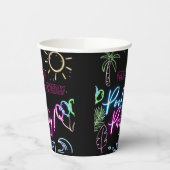 Modern Neon Glow Black Pool Party Birthday 紙コップ (左)