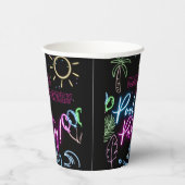 Modern Neon Glow Black Pool Party Birthday 紙コップ (右)