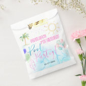 Modern Neon Glow Watercolor Pool Party Birthday フェイバーバッグ (封をした状態)