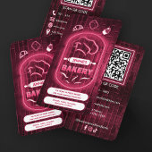 Modern Neon Pink Bakery Chef’s Hat Logo Glowing 名刺