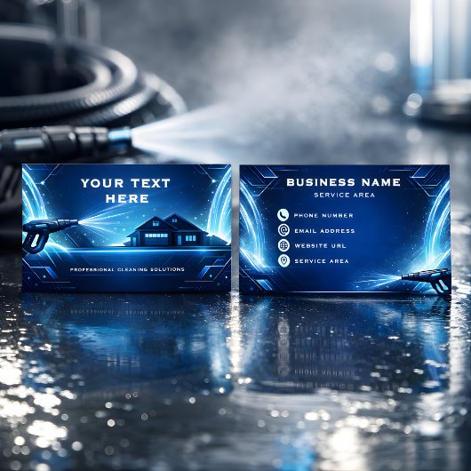 Modern Neon Streams Residential Pressure Washing 名刺