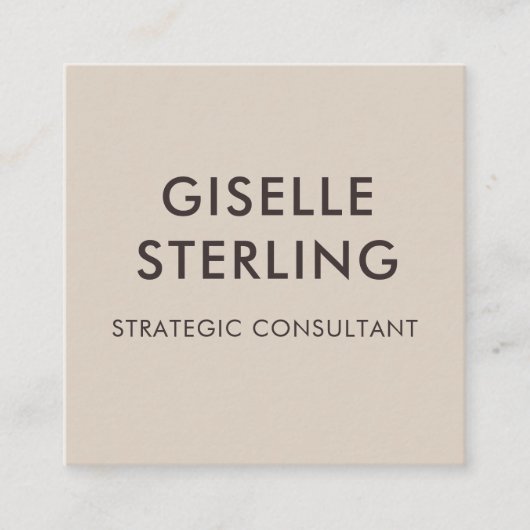 Modern Neutral Brown Modern Minimal Typography  スクエア名刺 (正面)