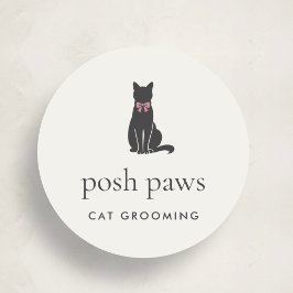 Modern Neutral Cat Groomer Logo Classic ラウンドシール