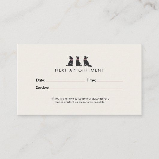 Modern Neutral Cat Grooming Appointment  予約カード (正面)