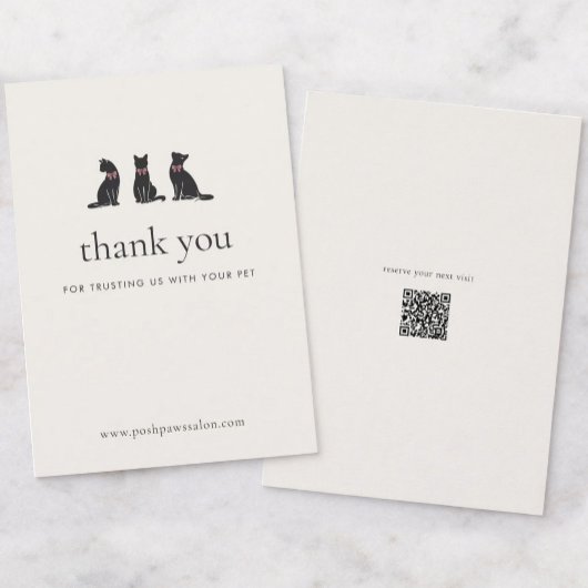 Modern Neutral Cat Grooming Business Insert |  サンキューカード