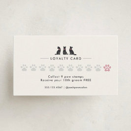 Modern Neutral Cat Grooming Loyalty Card ロイヤリティカード
