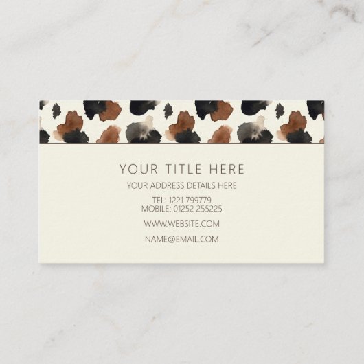 Modern Neutral Chocolate Cow Print Aesthetic 名刺 (裏面)