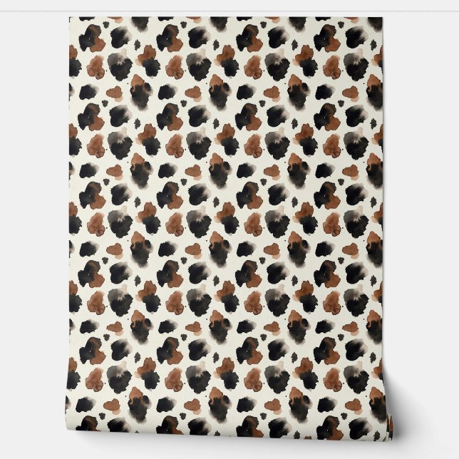 Modern Neutral Chocolate Cow Print Aesthetic 壁紙 (ほどく)
